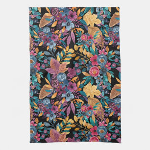 Linge De Cuisine Affaire mixte Floral Leaves Berry Watercolor