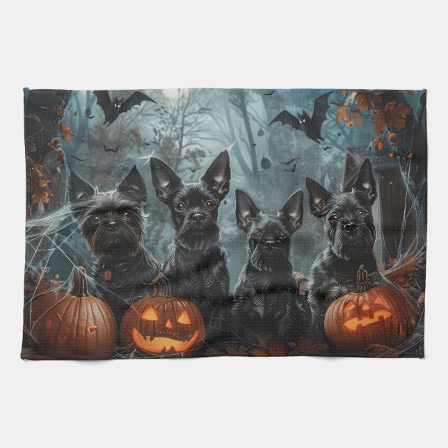 Linge De Cuisine Affenpinscher Halloween nuit chien délice (Horizontal)