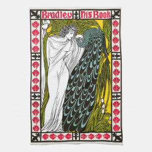Linge De Cuisine Affiche Art nouveau femme et paon antique