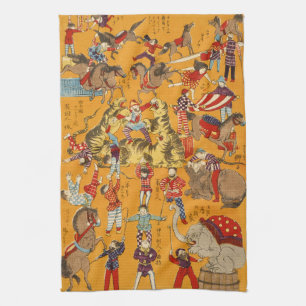 Linge De Cuisine Affiche de cirque japonaise vintage Art Ukiyo-e