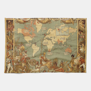 Linge De Cuisine Affiche de la carte du monde de l'Empire britanniq