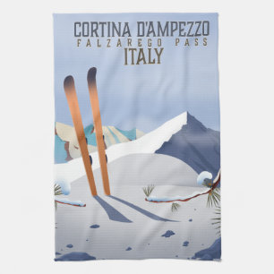 Linge De Cuisine Affiche de ski de Cortina d'Ampezzo Italie Impress