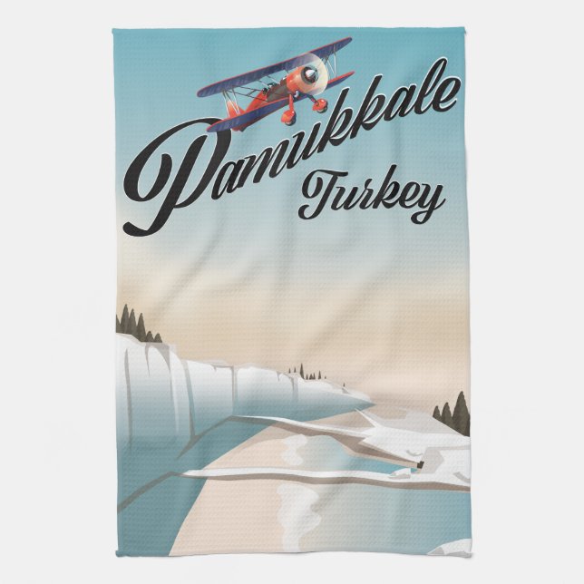 Linge De Cuisine Affiche de vacances Pamukkale Turquie. (Vertical)