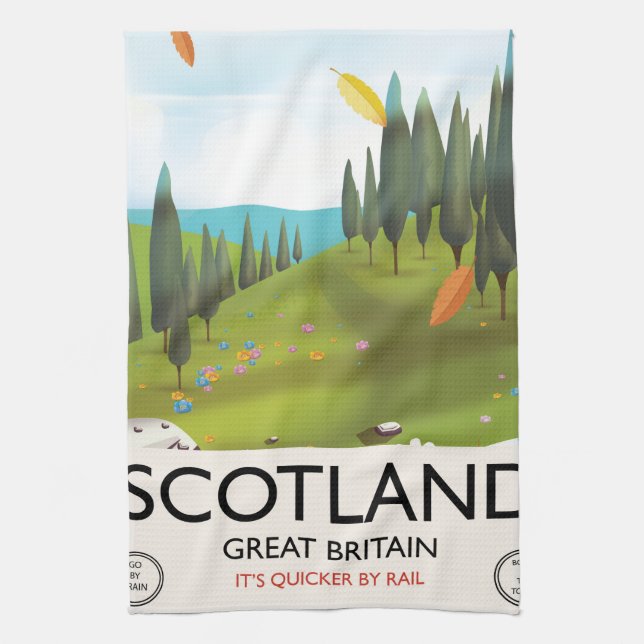 Linge De Cuisine Affiche de voyage 'C'est plus rapide par le rail'  (Vertical)