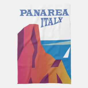 Linge De Cuisine Affiche de voyage de voile vintage Panarea Italie