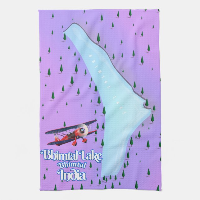Linge De Cuisine Affiche de voyage du lac Bhimtal Bhimtal Inde. (Vertical)