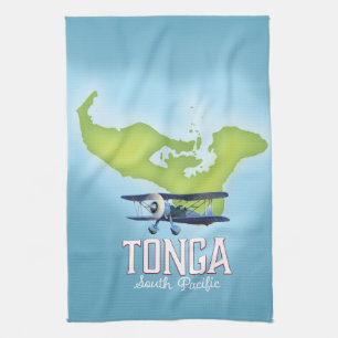 Linge De Cuisine Affiche de voyage en avion carte de Tonga