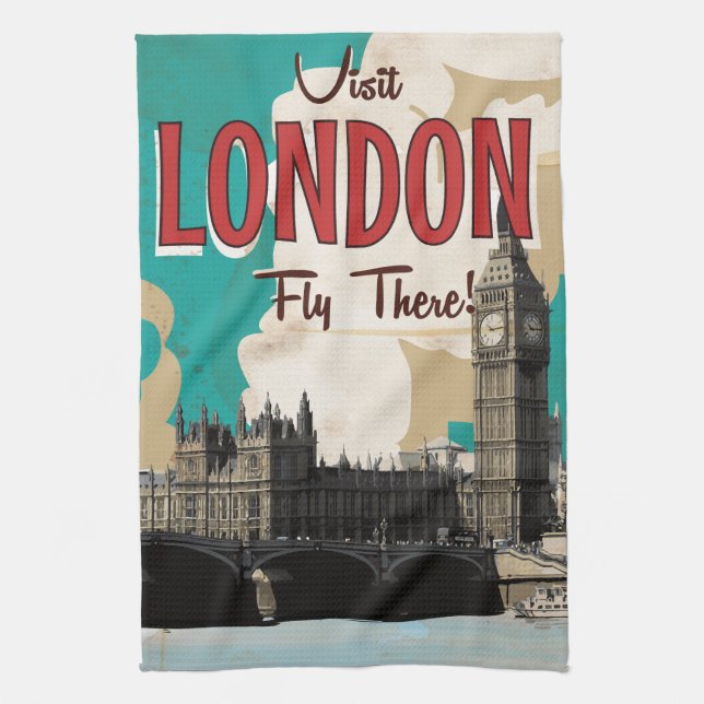 Linge De Cuisine Affiche de voyage vintage Londres (Vertical)