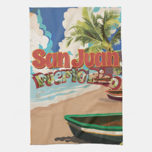Linge De Cuisine Affiche de voyage vintage San Juan Porto Rico