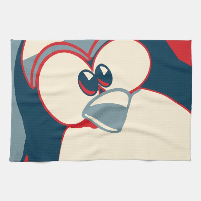 Linge De Cuisine Affiche d'Obama de pingouin de Linux Tux (Horizontal)