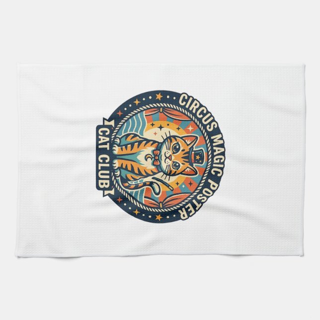 Linge De Cuisine Affiche Magie de Cirque Chat Mignon Design - Cirqu (Horizontal)