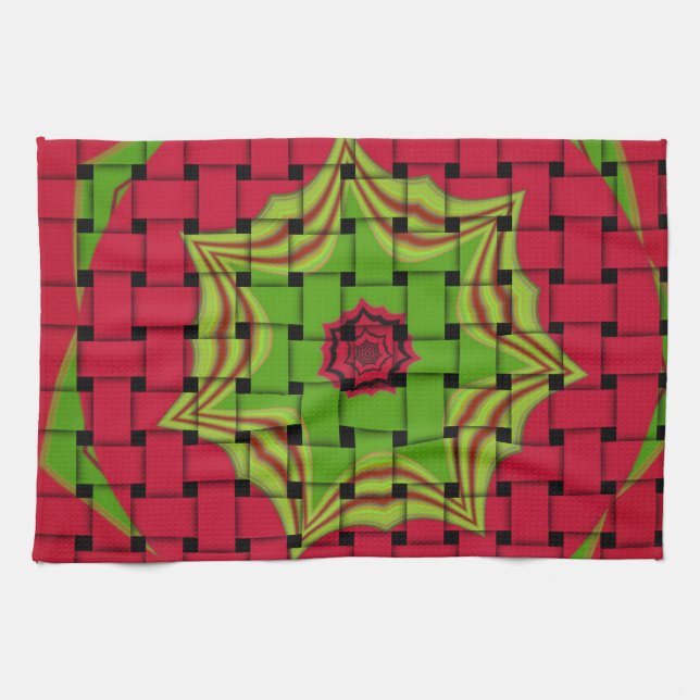 Linge De Cuisine African Lovely Design rouge tissé (Horizontal)