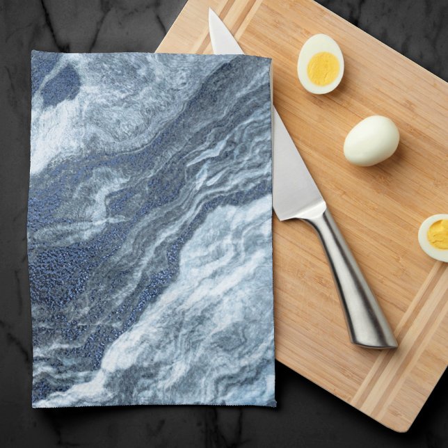 Linge De Cuisine Agate bleue cristallisée | Pierre marbrée en ardoi (Créateur téléchargé)