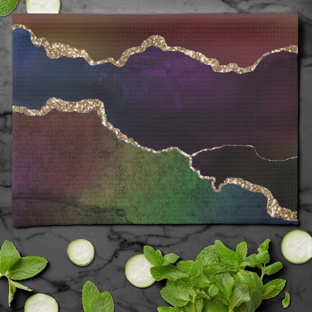 Linge De Cuisine Agate foncé intense | Moody Rainbow Jewel Tone (Créateur téléchargé)
