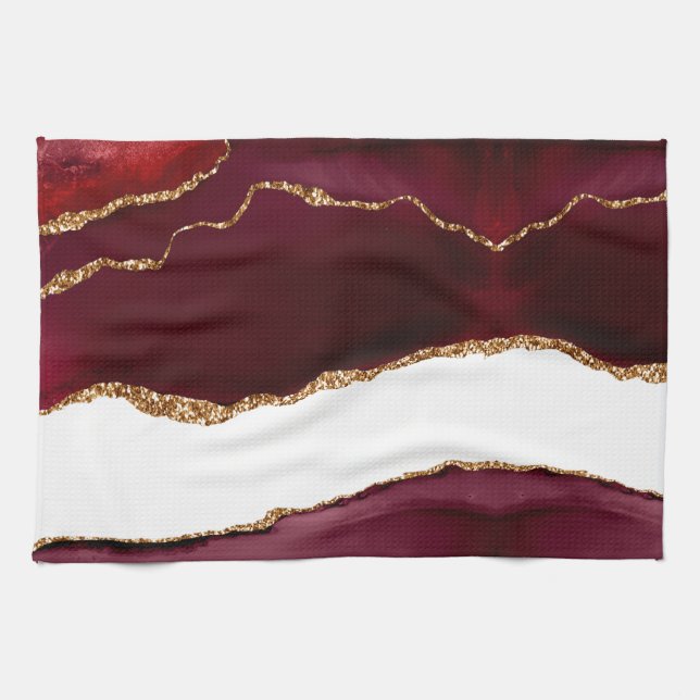 Linge De Cuisine Agate liede vin et or (Horizontal)