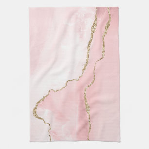 Linge De Cuisine Agate rose vierge avec ruban or Élégant