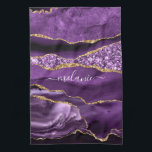 Linge De Cuisine Agate Violet violet or Parties scintillant Géode N<br><div class="desc">Agate Violet violet Parties scintillant or Geode Nom personnalisé Marbre étincelant Anniversaire - Anniversaire ou Mariage Cadeau / Fournisseur - Ajouter votre nom - Texte ou Supprimer - Faire votre cadeau spécial - Redimensionner et déplacer ou ajouter du texte / des éléments avec outil de personnalisation. Conception par MIGNED. S'il...</div>