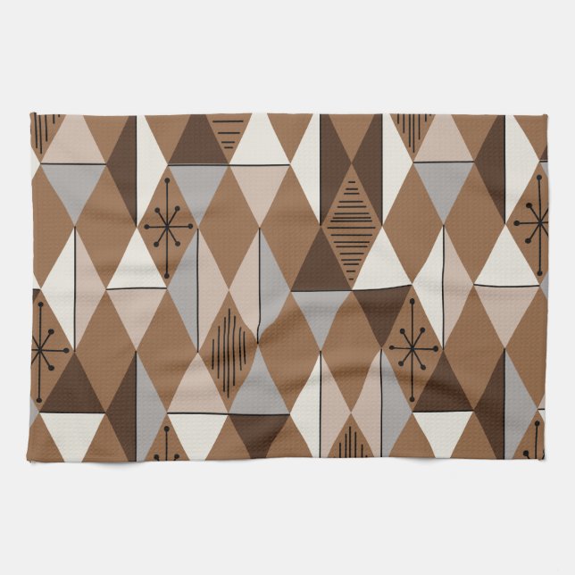 Linge De Cuisine Age atomique Art Diamonds Café Brown (Horizontal)