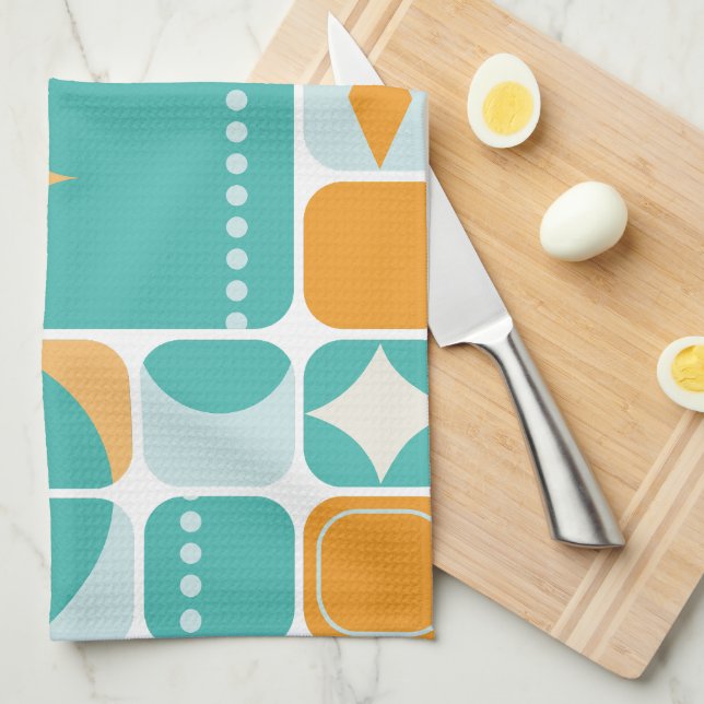 Linge De Cuisine Âge atomique milieu du siècle abstrait sarcelle, a (Quart Plié)
