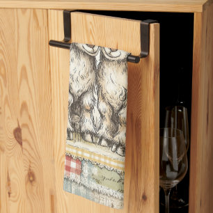 Linge De Cuisine Agneaux de ferme Motif Vintage