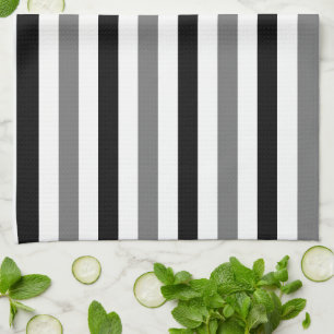 Linge De Cuisine Ahs motif rayures noires et blanches