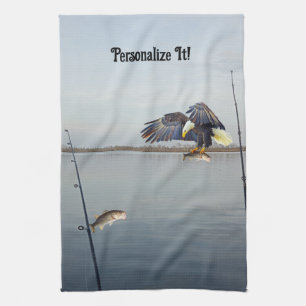Linge De Cuisine Aigle de vol personnalisable Pêche basse