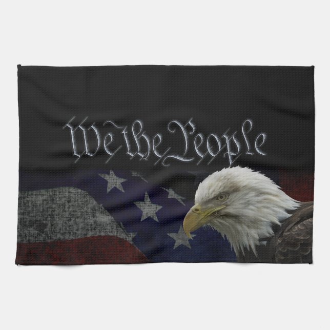 Linge De Cuisine Aigle et drapeau patriotiques (Horizontal)