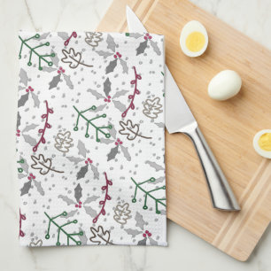 Linge De Cuisine Aiguilles de pin vert foncé Motif Red Holly Berrie