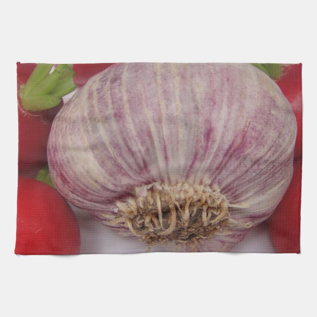 Linge De Cuisine Ail violet avec des radis (Horizontal)