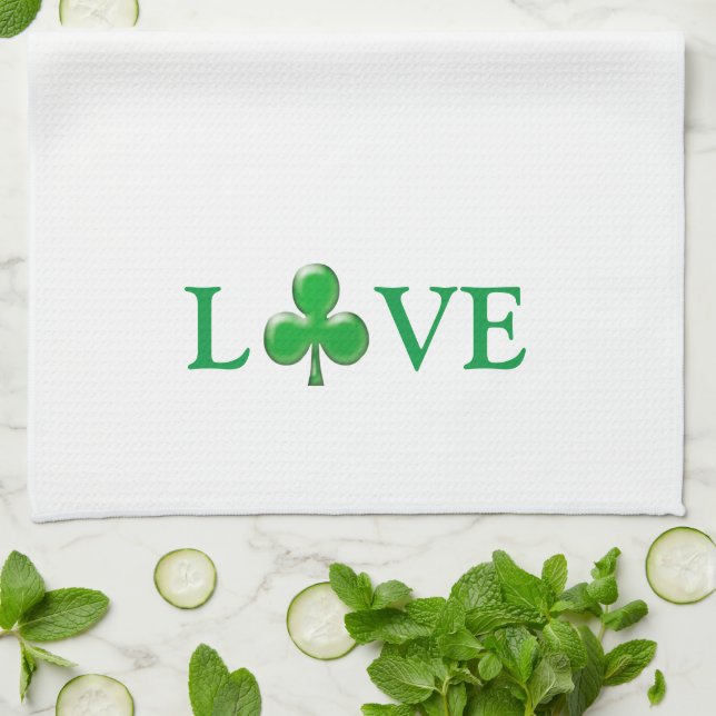 Linge De Cuisine Aimer Vert blanc Shamrock mignon moderne (Plié)