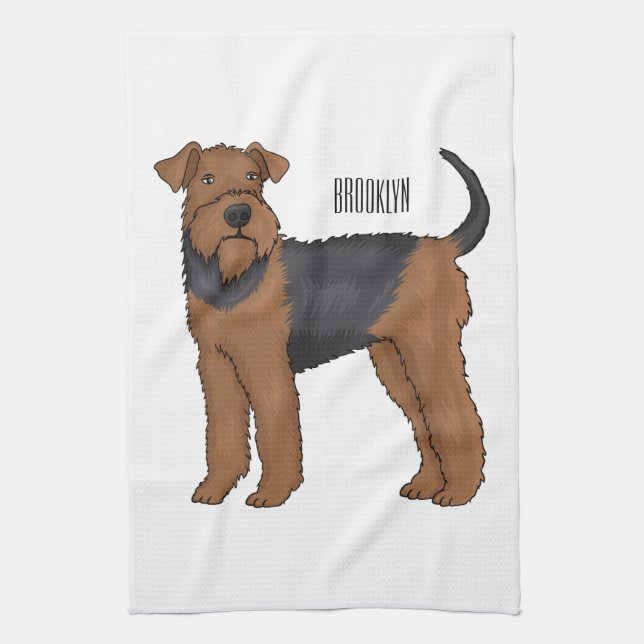 Linge De Cuisine Airedale terrier dog cartoon (Vertical)