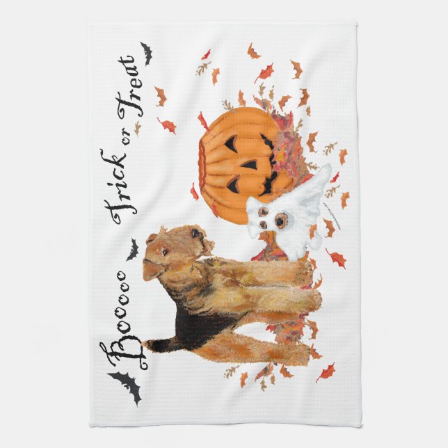 Linge De Cuisine Airedale Terrier Halloween (Vertical)