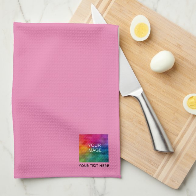 Linge De Cuisine Ajouter une image de photo ou un logo Texte élégan (Quart Plié)