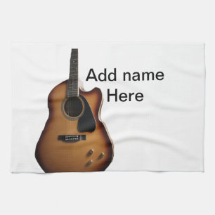 Linge De Cuisine Ajouter votre nom texte brun acoustique guitare éd