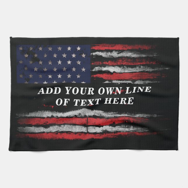 Linge De Cuisine Ajouter votre propre texte sur grunge American fla (Horizontal)