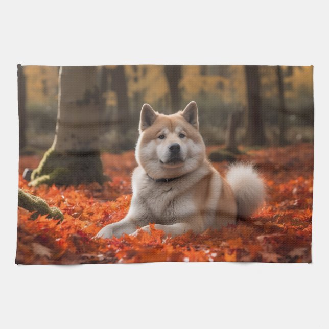 Linge De Cuisine Akita en automne Feuilles automne s'inspire (Horizontal)
