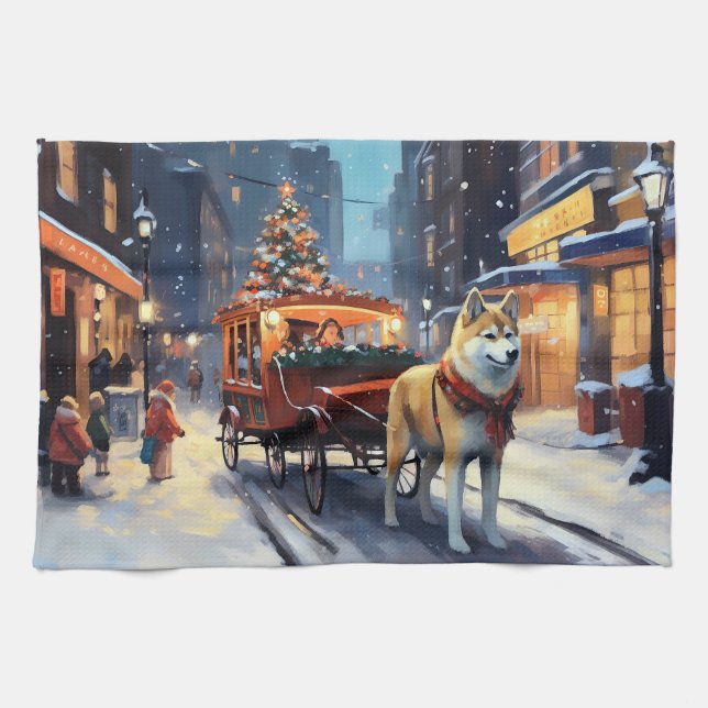 Linge De Cuisine Akita Saison des Fêtes de Noël (Horizontal)