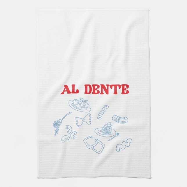 Linge De Cuisine Al Dente Rouge et Bleu (Vertical)