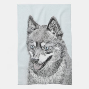 Linge De Cuisine Alaskan Klee Kai Peinture - Cute Original Chien Ar