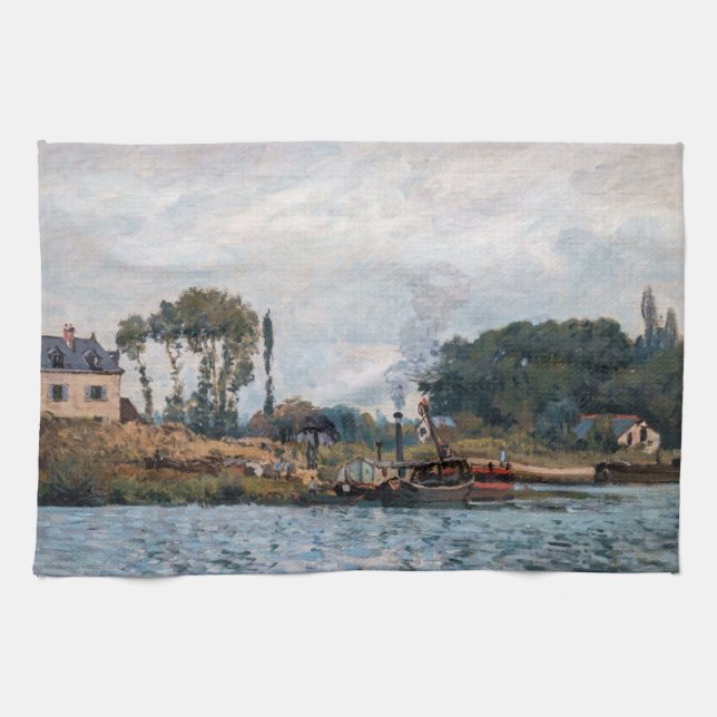 Linge De Cuisine Alfred Sisley - Bateaux à l'écluse de Bougival (Horizontal)