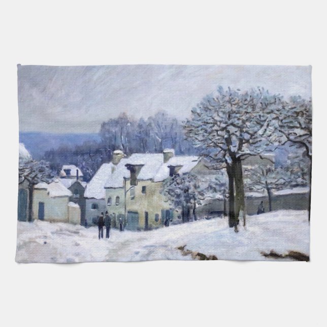 Linge De Cuisine Alfred Sisley - Place Chenil à Marly, Effet Neige (Horizontal)