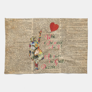 Linge De Cuisine Alice, citation vintage de collage de &Rabbit fou