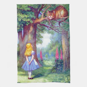 Linge De Cuisine Alice et le chat de Cheshire polychrome