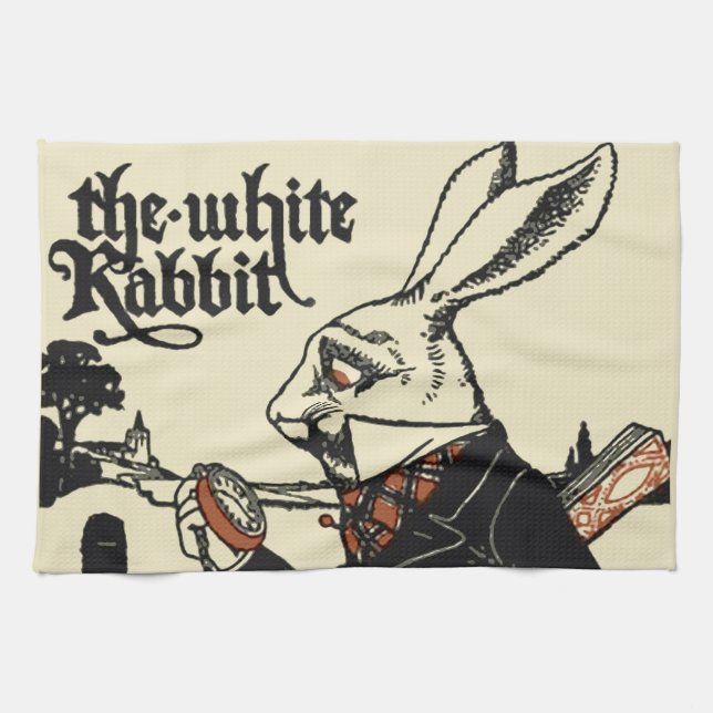 Linge De Cuisine Alice Lapin Blanc Classique Wonderland  (Horizontal)