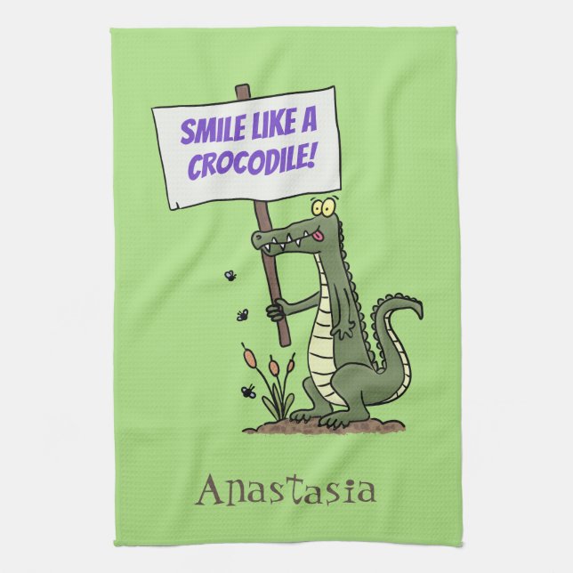 Linge De Cuisine Aligator de crocodile drôle avec dessin animé (Vertical)