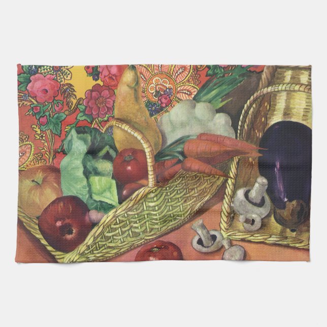 Linge De Cuisine Alimentation Biologique, Légumes de jardin, Fleurs (Horizontal)