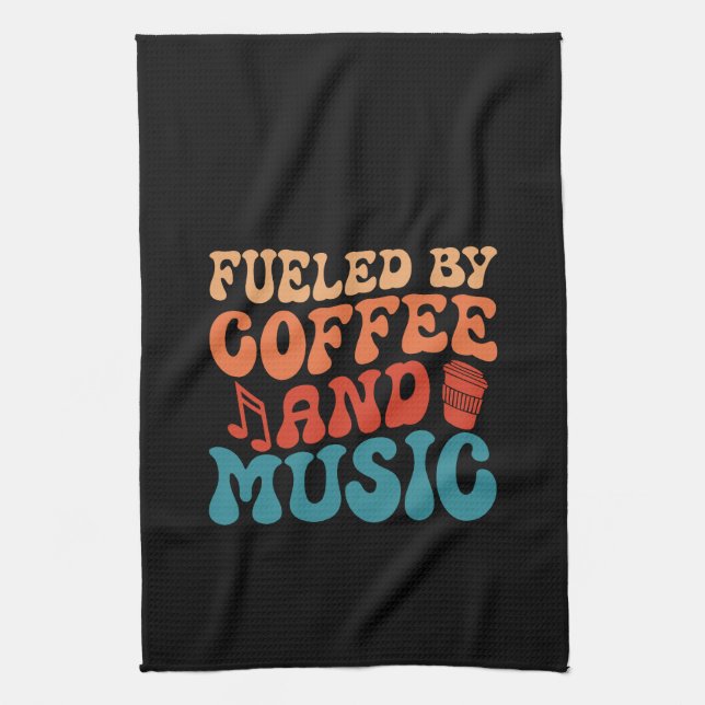 Linge De Cuisine Alimenté par Café et Musique Design de typographie (Vertical)