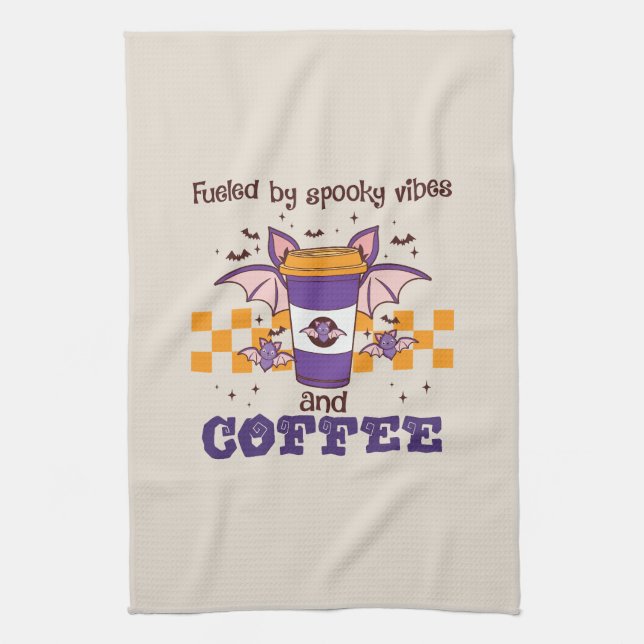 Linge De Cuisine Alimenté par des Vibes Éffrayantes et du café (Vertical)