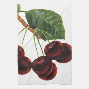 Linge De Cuisine Aliments de fruits vintage, cerises mûres d'un arb