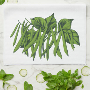 Linge De Cuisine Aliments vintages, haricots verts biologiques Légu
